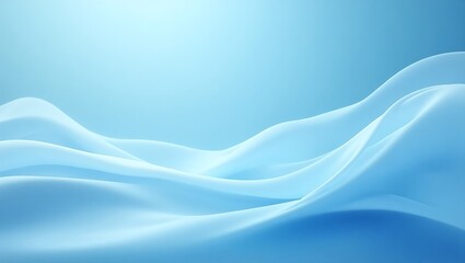 Naklejka premium Smooth abstract blue background with airy curves and translucent wave lines. Light gradients in baby blue tones create a calm, ethereal atmosphere.