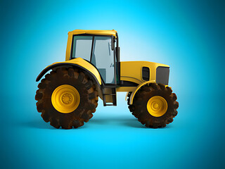 Obraz premium Modern Yellow Tractor on a Blue Background