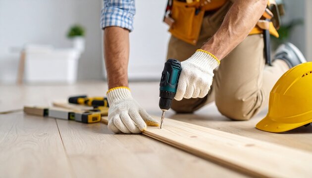 Carpintero Profesional Midiendo Madera en Taller Iluminado