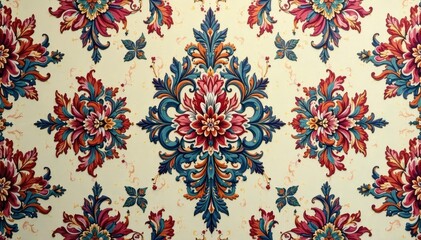 Intricate floral damask pattern in muted tones, tones, background