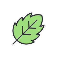 Stylized Green Leaf Icon Isolated On Transparent Background