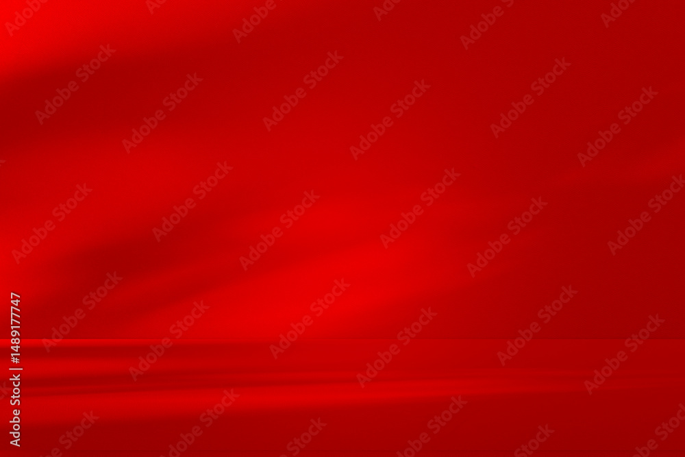 Poster wall interior background, studio and backdrops show products.with shadow from window color red backg