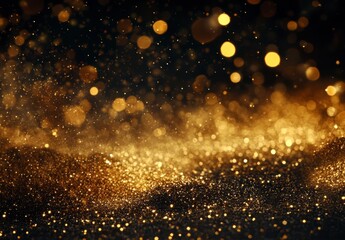 Fototapeta premium Golden Bokeh Particles Glowing in a Soft Dreamy Background