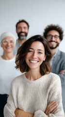 Fototapeta premium Diverse Group of People in Front of White Wall