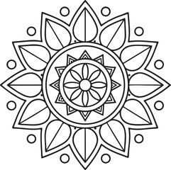 Mandala Outline for Coloring Book – Floral Symmetry Design
