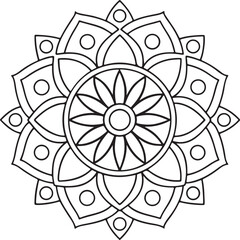 Mandala Outline for Coloring Book – Floral Symmetry Design