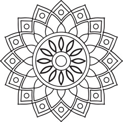 Mandala Outline for Coloring Book – Floral Symmetry Design
