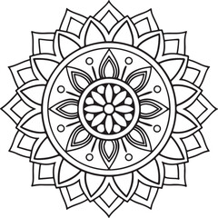 Mandala Outline for Coloring Book – Floral Symmetry Design