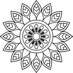 Mandala Outline for Coloring Book – Floral Symmetry Design