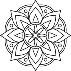 Mandala Outline for Coloring Book – Floral Symmetry Design