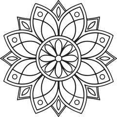 Mandala Outline for Coloring Book – Floral Symmetry Design