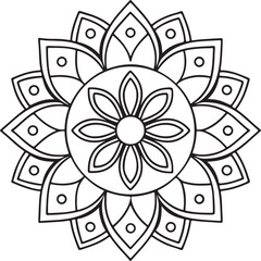 Mandala Outline for Coloring Book – Floral Symmetry Design