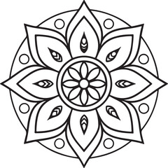Mandala Outline for Coloring Book – Floral Symmetry Design