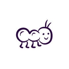Smiling Caterpillar Line Icon for Cute Nature and Bug Themes