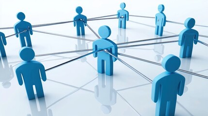 Network of Interconnected Figures Representing Business Connections and Teamwork