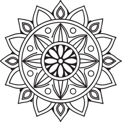 Mandala Outline for Coloring Book – Floral Symmetry Design