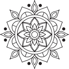 Mandala Outline for Coloring Book – Floral Symmetry Design