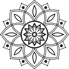 Mandala Outline for Coloring Book – Floral Symmetry Design