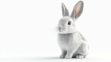Obraz premium Elegant studio shot of a soft gray rabbit, embodying innocence and simplicity