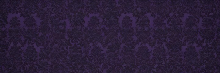Intricate black damask on deep purple, seamless pattern , damask, luxury