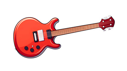 Detailed Vector Illustration of Cartoon Electric Guitar Icon for Music Websites