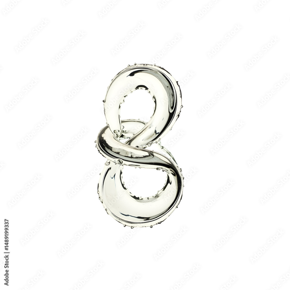 Poster elegant silver splash loops, a fluid abstract sculpture displaying intertwined reflections and dynam
