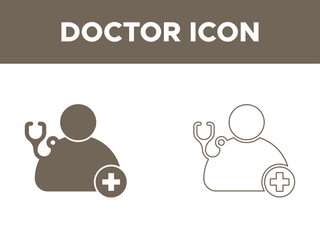 Doctor Icon Set, Doctor Solid and line icon.