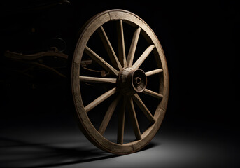 Fototapeta premium Antique wooden wagon wheel