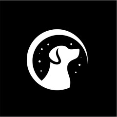 dog in 2D vector with simple black and white color,