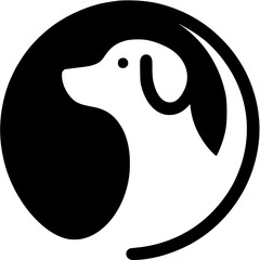 Dog in 2D vector with simple black and white color