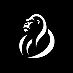 Gorilla in 2D vector with simple black and white color