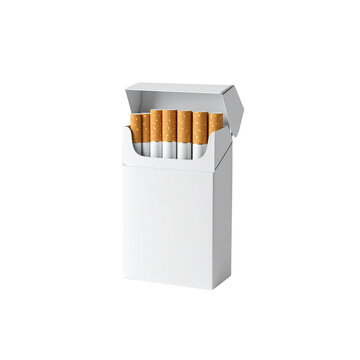 White pack of cigarettes isolated on 3d box risk lung on transparent background