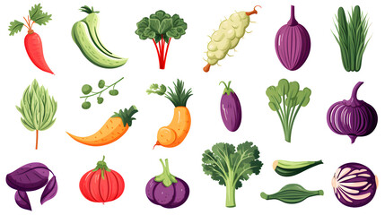 February Seasonal Vegetables Set Illustration