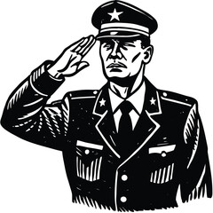 Soldier Saluting During Oath Ceremony Military Illustration