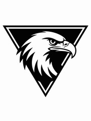 Obraz premium Abstract eagle or hawk head isolated on white background. Template for design mascot, label, badge, emblem or other branding. Vector illustration. 