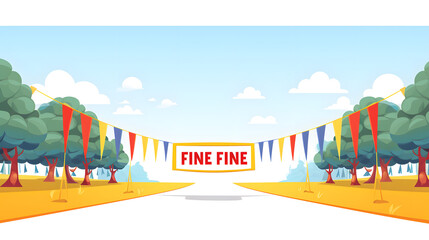 Professional Finish Line Banner Flat Vector Illustration Clipart for Marketing Materials