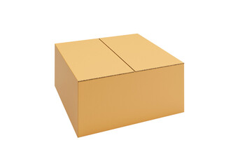 Open empty brown cardboard box, transparent background
