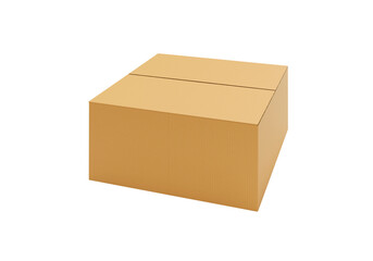 Open empty brown cardboard box, transparent background