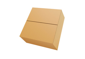 Open empty brown cardboard box, transparent background