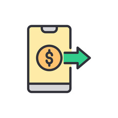 Mobile Payment Application Showing Money Transfer On Transparent Surface