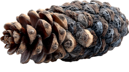 A realistic pinecone with detailed scales, highlighting nature?s intricate design, isolated on white --ar 16:9 --v 7.0 --s 750