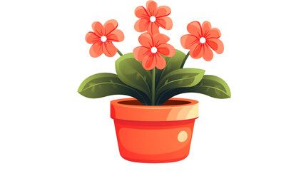 Fototapeta premium Flat Vector Flower Plant in Pot Illustration Logo for Creative and Professional Designs
