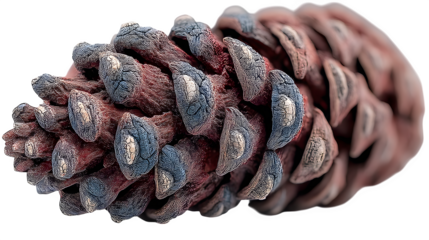 A realistic pinecone with intricate scales, highlighting nature?s beauty, displayed on white --ar 16:9 --v 7.0 --s 750