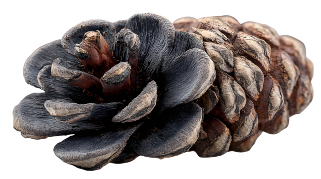 A realistic pinecone with intricate scales, highlighting nature?s beauty, displayed on white --ar 16:9 --v 7.0 --s 750