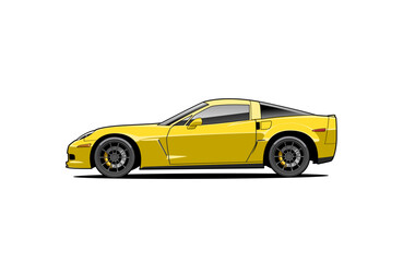Yellow American Sports Car Illustration – Modern Muscle Coupe