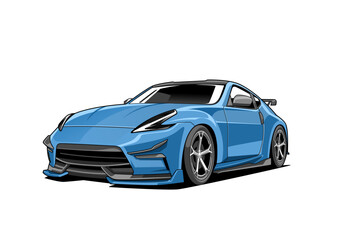 Blue Modern Sports Car Illustration – Tuned Japanese Coupe
