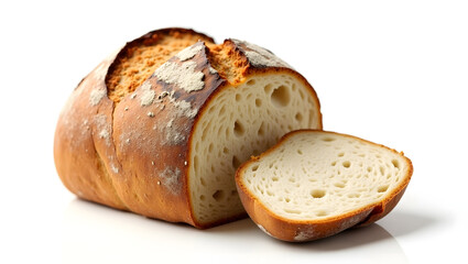 Authentic San Francisco sourdough bread loaf on a clean white background