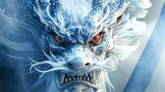 Dragon's Fury: A detailed and imposing close-up of a mythical dragon, depicted with intricate scales, intense eyes, and a formidable presence, embodying raw power and ancient legend.