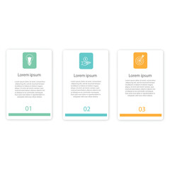 3 Steps Infographics Design Template - Graph, Pie chart layout, squire diagram, brochure, report, presentation, web design.