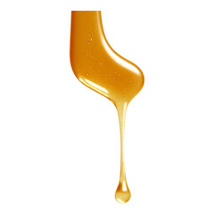 Golden Honey Dripping from Spoon on Transparent Background